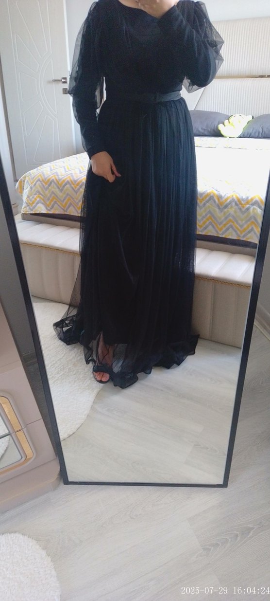 Siyah Uzun Kollu Gotik Gece Elbisesi - Görsel 2