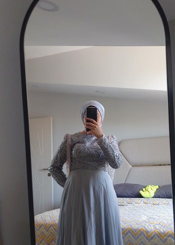 Gri Uzun Kollu Midi Elbise - Görsel 3