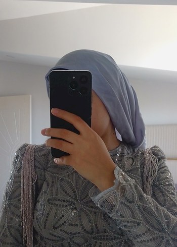 Gri Uzun Kollu Midi Elbise - Görsel 6