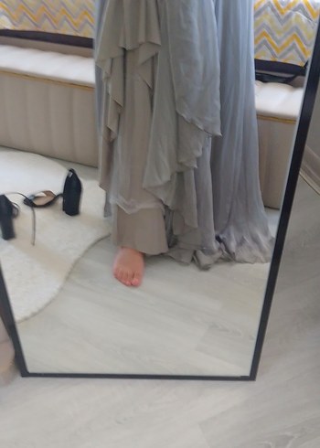 Gri Uzun Kollu Midi Elbise - Görsel 7