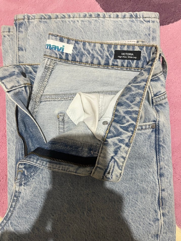 Mavi Bol Kesim Kadın Denim Pantolon - Görsel 3