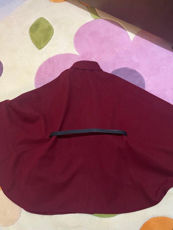 Bordo Kemerli Midi Kadın Panço - Görsel 3