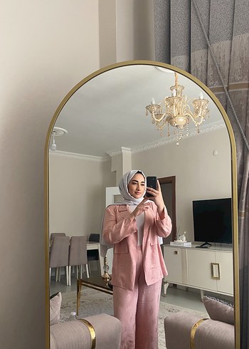 Pembe Midi Kadın Blazer Ceket