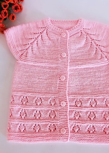Kız Çocuk Pembe Bohem Örgü Süveter