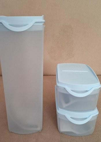 3 bakliyat set Beyaz Gri Plastik Mutfak Saklama Seti