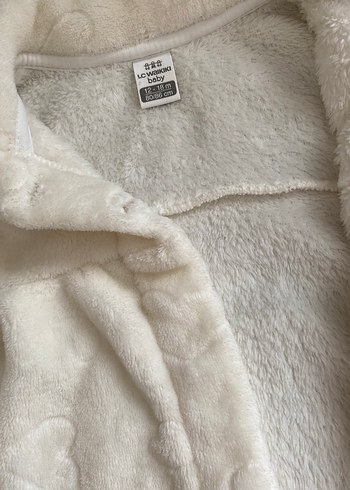 Düğmeli Beyaz Kız Çocuk Polar Ceket - Görsel 3