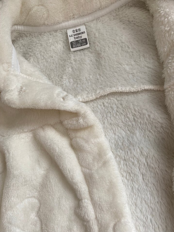 Düğmeli Beyaz Kız Çocuk Polar Ceket - Görsel 3