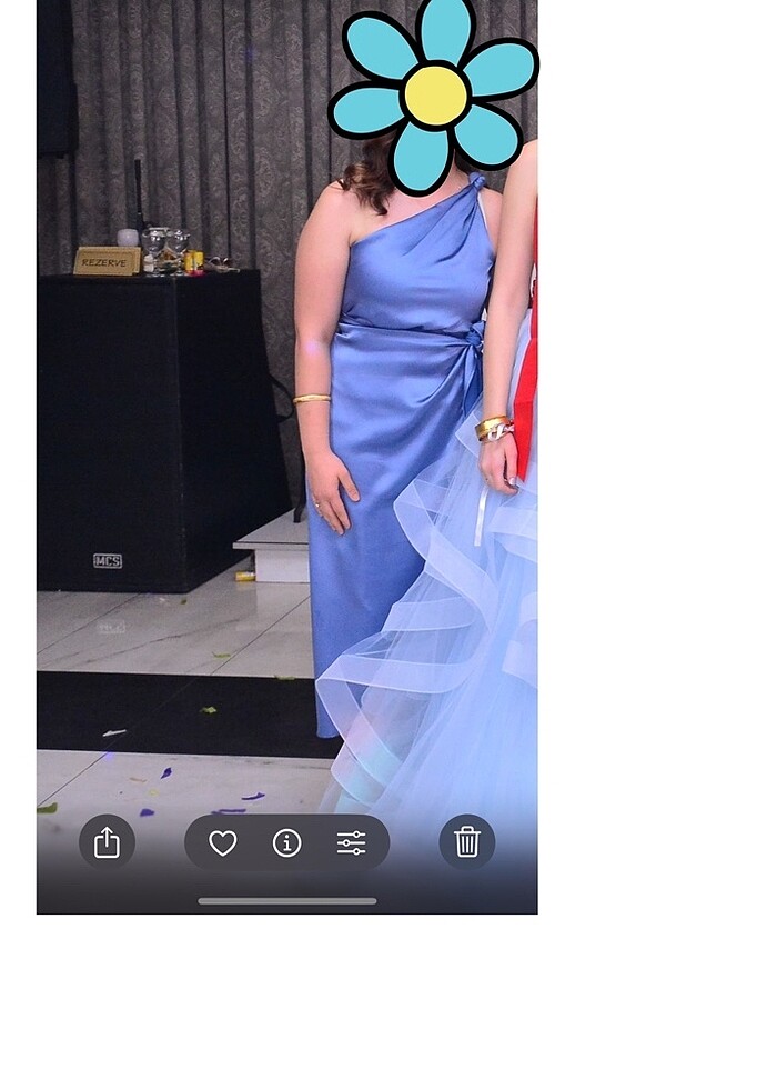 Helen tarzı mavi saten elbise - Görsel 2