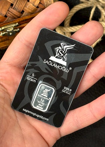 999.9 Ayar 5Gram Külçe Gümüş Kolye Ucu - Görsel 6