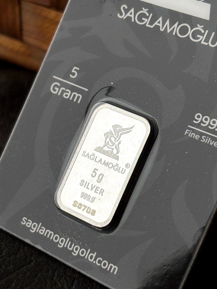 999.9 Ayar 5Gram Külçe Gümüş Kolye Ucu - Görsel 5