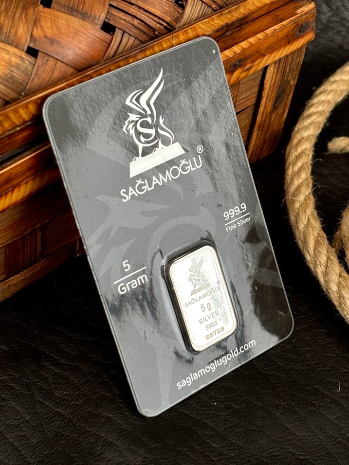 999.9 Ayar 5Gram Külçe Gümüş Kolye Ucu - Görsel 4