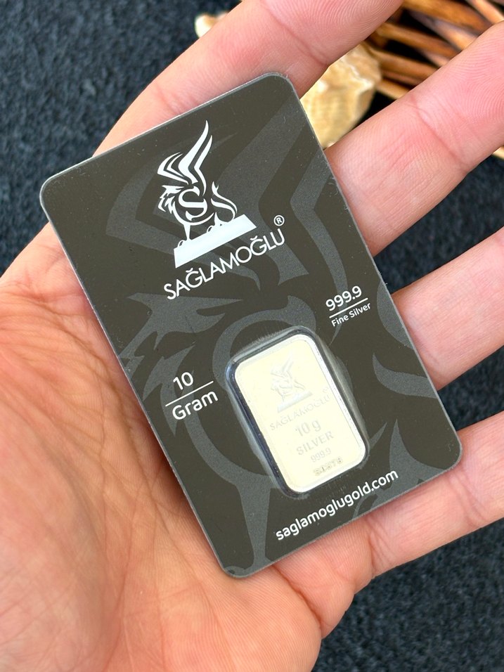 999.9 Ayar 10Gram Külçe Gümüş Kolye Ucu - Görsel 5