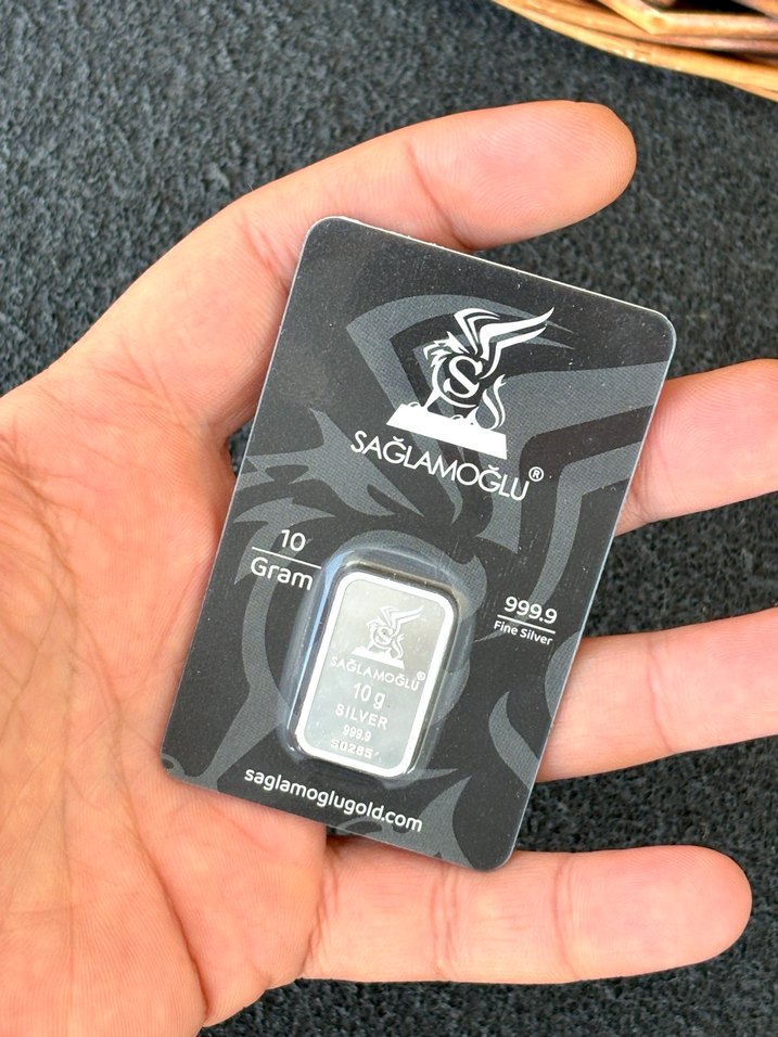 999.9 Ayar 10Gram Külçe Gümüş Kolye Ucu - Görsel 4