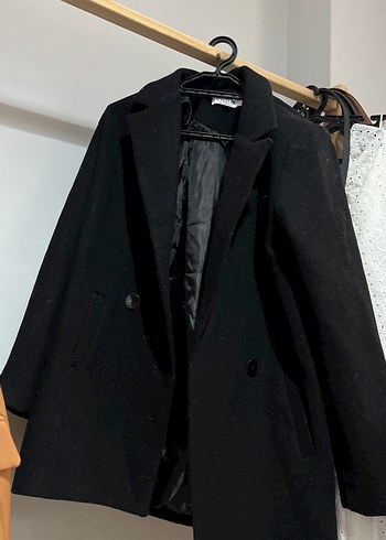 Düğmeli Siyah Kadın Midi Blazer Ceket