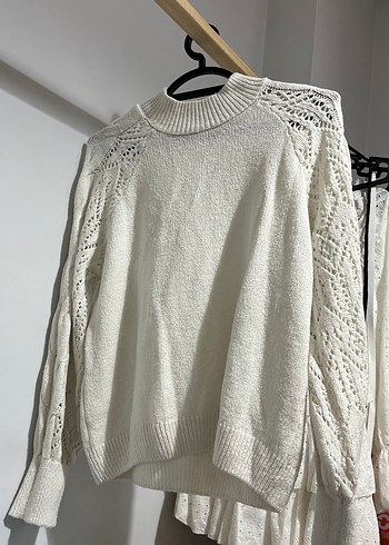 Bohem Stil Gri Örgü Kadın Kazak - Görsel 2