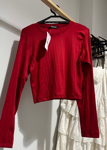 Kırmızı Uzun Kollu Dar Kesim Kadın Kazak - Görsel 2