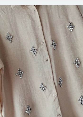 Bej Taşlı Kadın Gömlek - Görsel 3