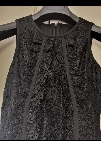 Siyah Dantel Detaylı Midi Kadın Elbise - Görsel 3