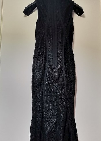 Siyah Dantel Detaylı Midi Kadın Elbise - Görsel 2