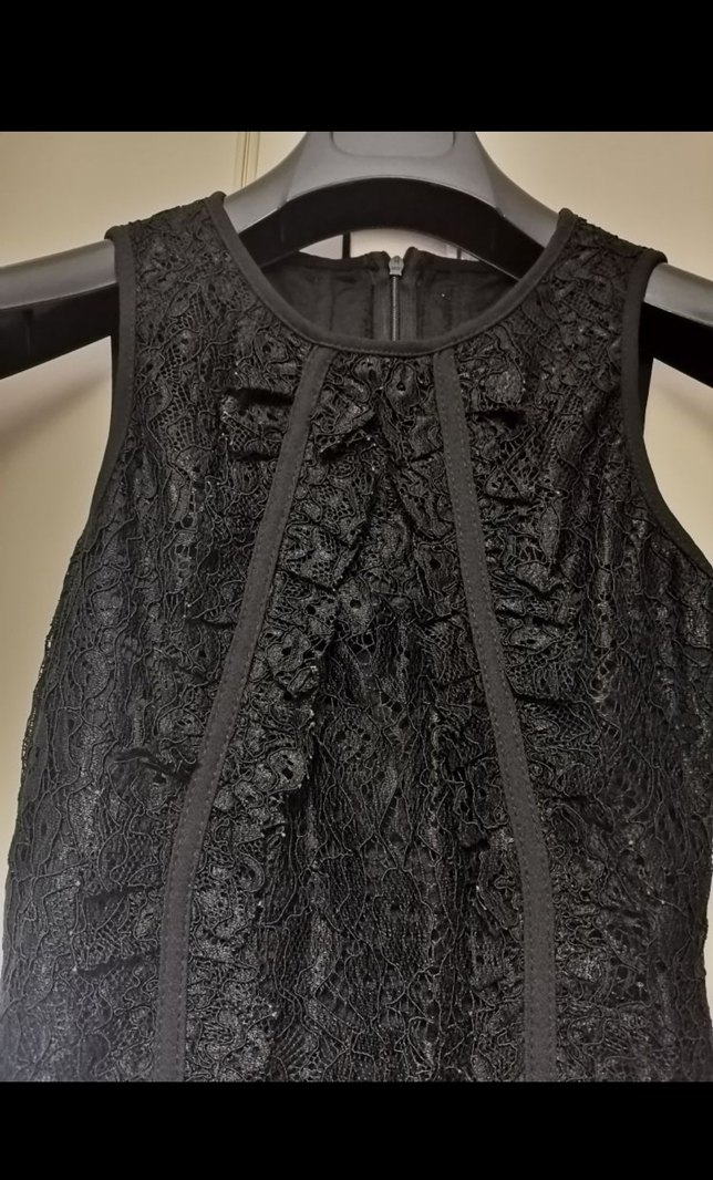 Siyah Dantel Detaylı Midi Kadın Elbise - Görsel 3