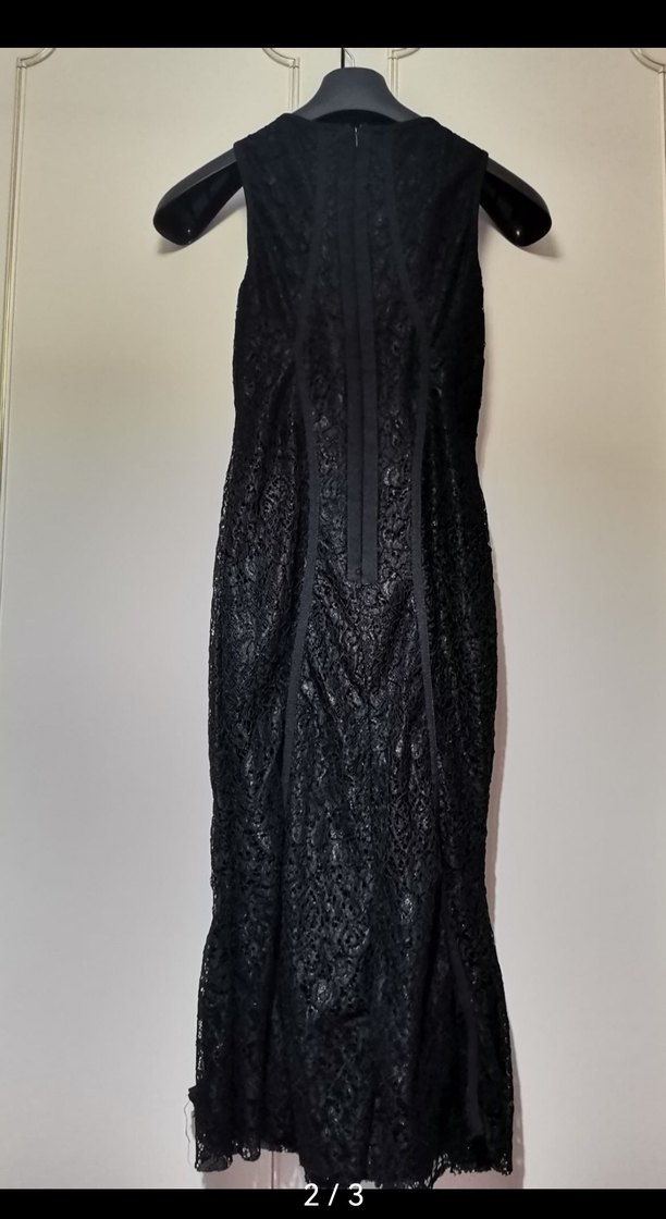 Siyah Dantel Detaylı Midi Kadın Elbise - Görsel 2