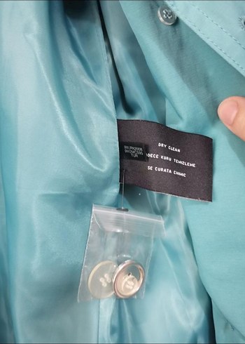 Nine west Turkuaz Düğmeli Kadın Trençkot - Görsel 4