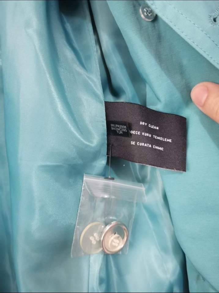 Nine west Turkuaz Düğmeli Kadın Trençkot - Görsel 4