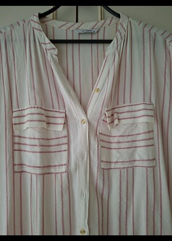 Lcw V Yaka Düğmeli Pamuklu Kadın Gömlek - Görsel 3