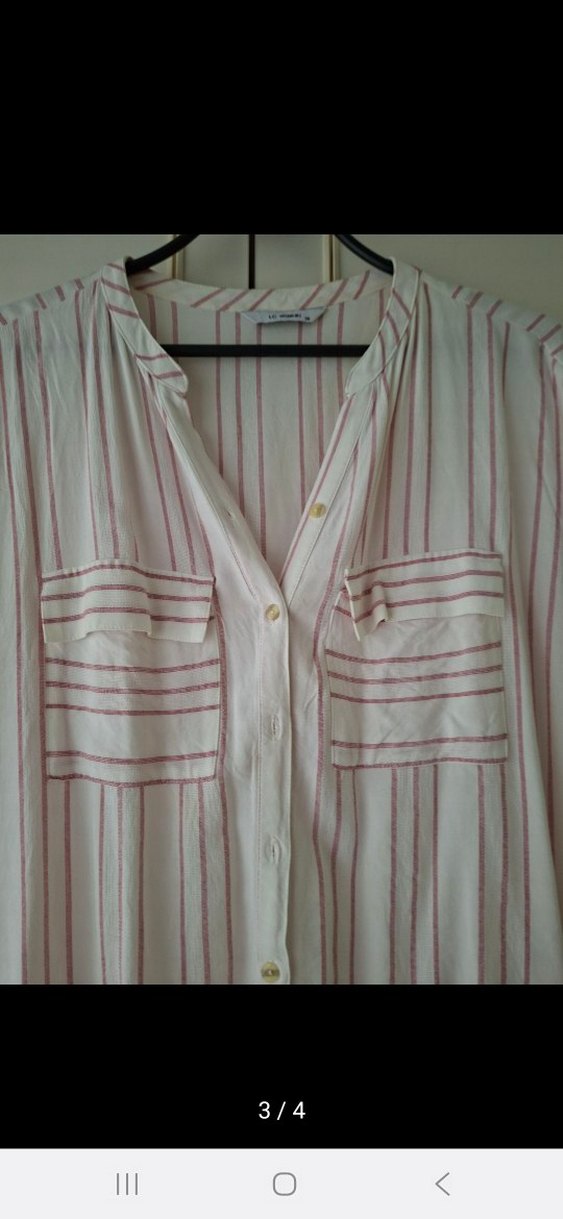 Lcw V Yaka Düğmeli Pamuklu Kadın Gömlek - Görsel 3