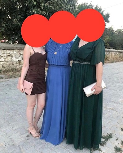 Mavi İşlemeli Tesettür Abiye