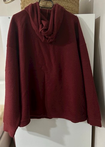 Bordo Kapüşonlu Fermuarlı Detaylı Sweatshirt - Görsel 2