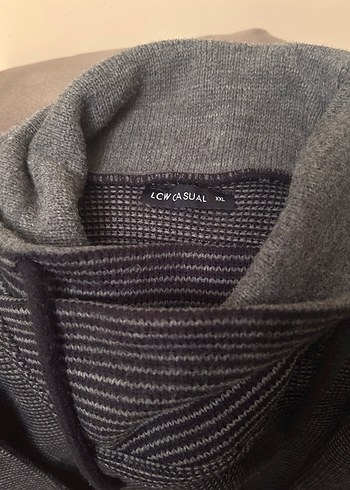 Gri Çizgili Erkek Yüksek Yaka Kazak - Görsel 2