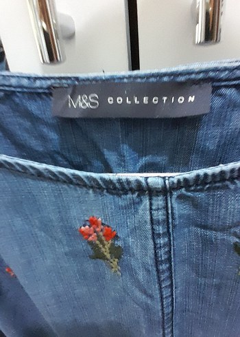 Nakışlı Mavi Kadın Denim bluz - Görsel 5