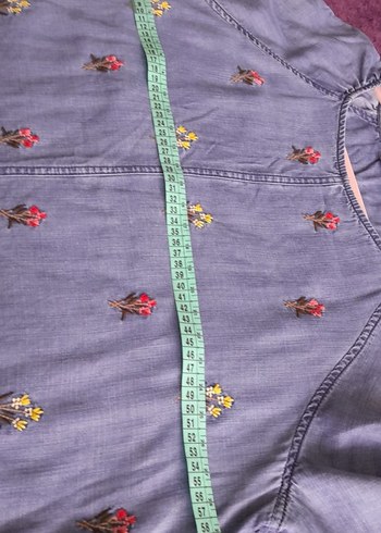 Nakışlı Mavi Kadın Denim bluz - Görsel 8