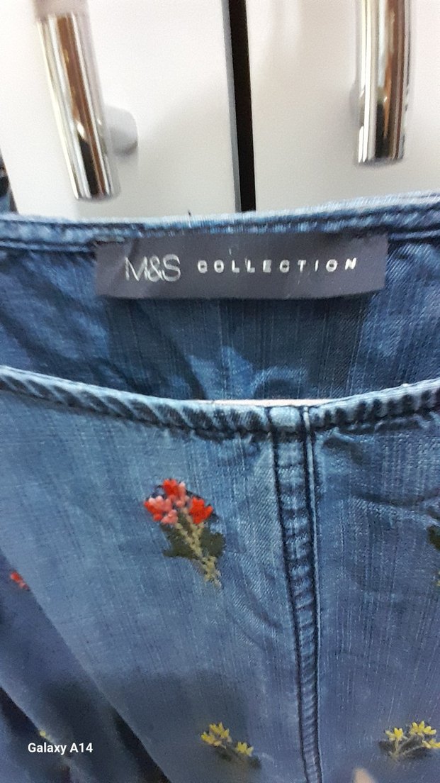 Nakışlı Mavi Kadın Denim bluz - Görsel 5