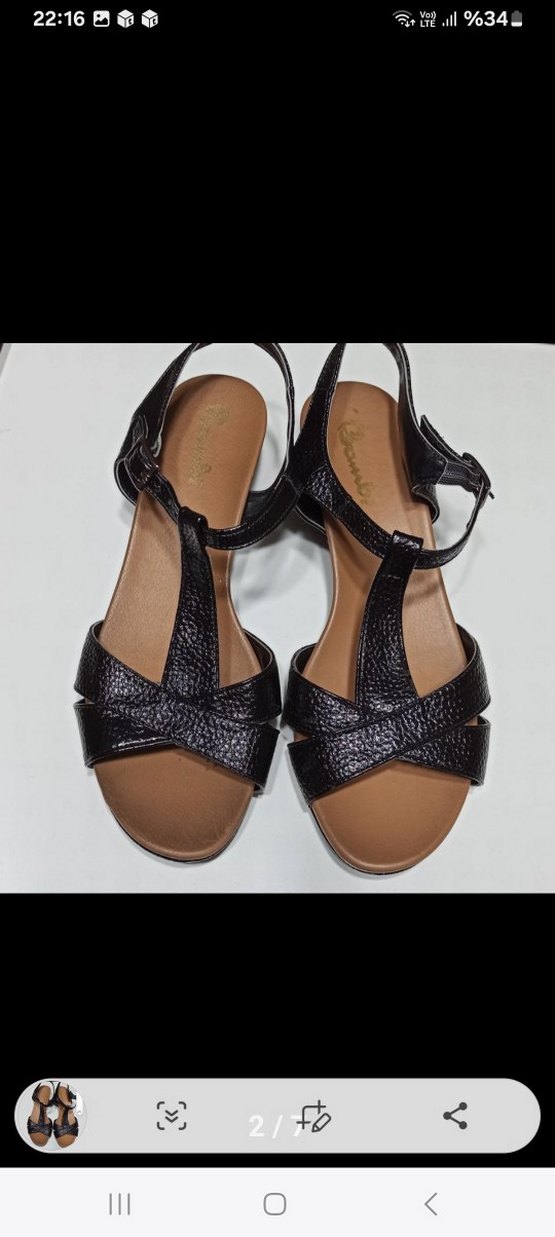 Siyah Yılan Desenli Kadın Dolgu Topuklu Sandalet - Görsel 2