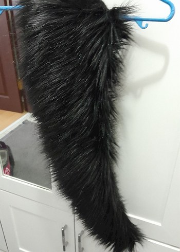 Kadın Siyah Uzun Kürk Detaylı Şal - Görsel 9