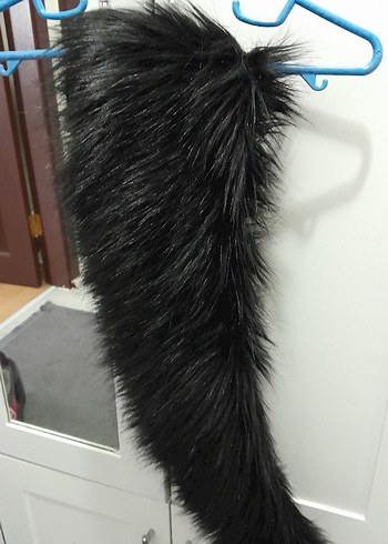 Kadın Siyah Uzun Kürk Detaylı Şal - Görsel 3