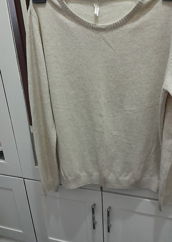 Bej Kadın Triko Bisiklet Yaka Kazak - Görsel 3