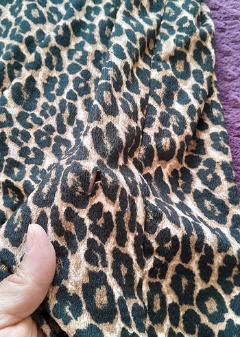 Kahverengi Leopar Desenli Uzun Elbise - Görsel 6