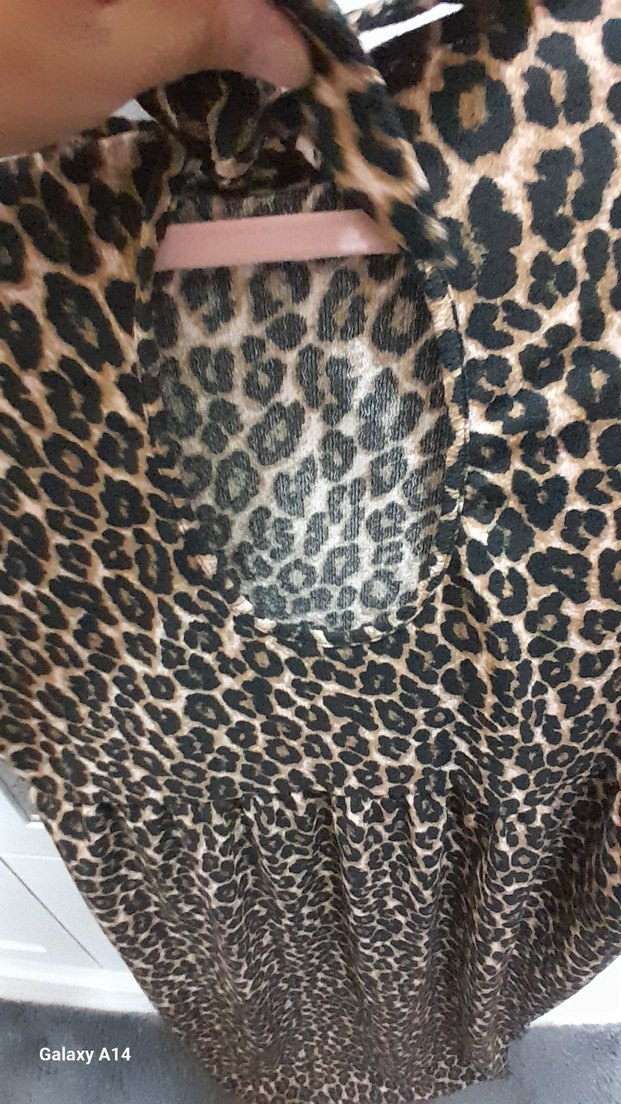 Kahverengi Leopar Desenli Uzun Elbise - Görsel 3