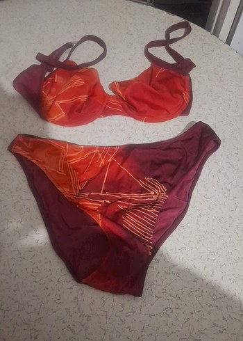 Koyu Kırmızı Bağlamalı Bohem Bikini - Görsel 2