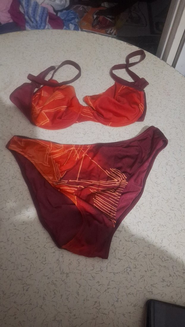 Koyu Kırmızı Bağlamalı Bohem Bikini - Görsel 2