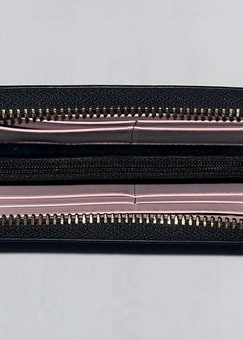 Vakko Siyah Deri Fermuarlı Kadın Cüzdan - Görsel 3