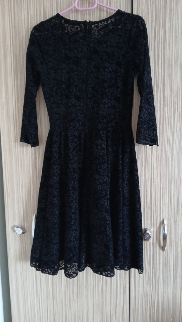 Uzun Kollu Siyah Dantel özel gün  Elbise - Görsel 2