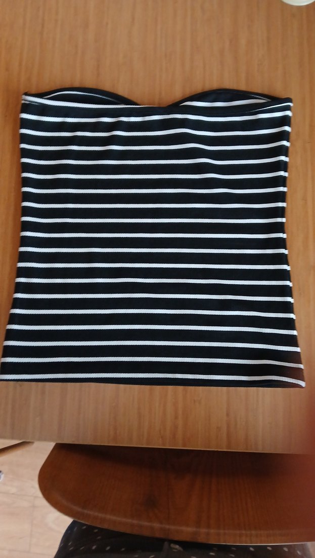 Kadın Siyah Çizgili Straplez Bustiyer - Görsel 2