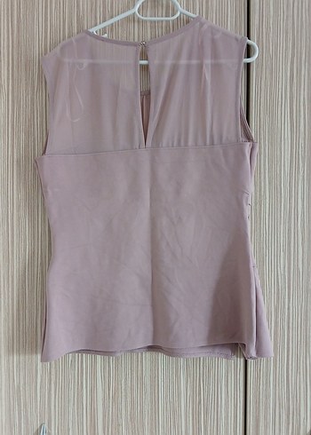 gül kurusu renginde Pilili Kolsuz Kadın Bluz - Görsel 2