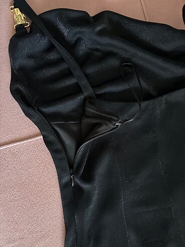 Simli siyah gece elbisesi - Görsel 8