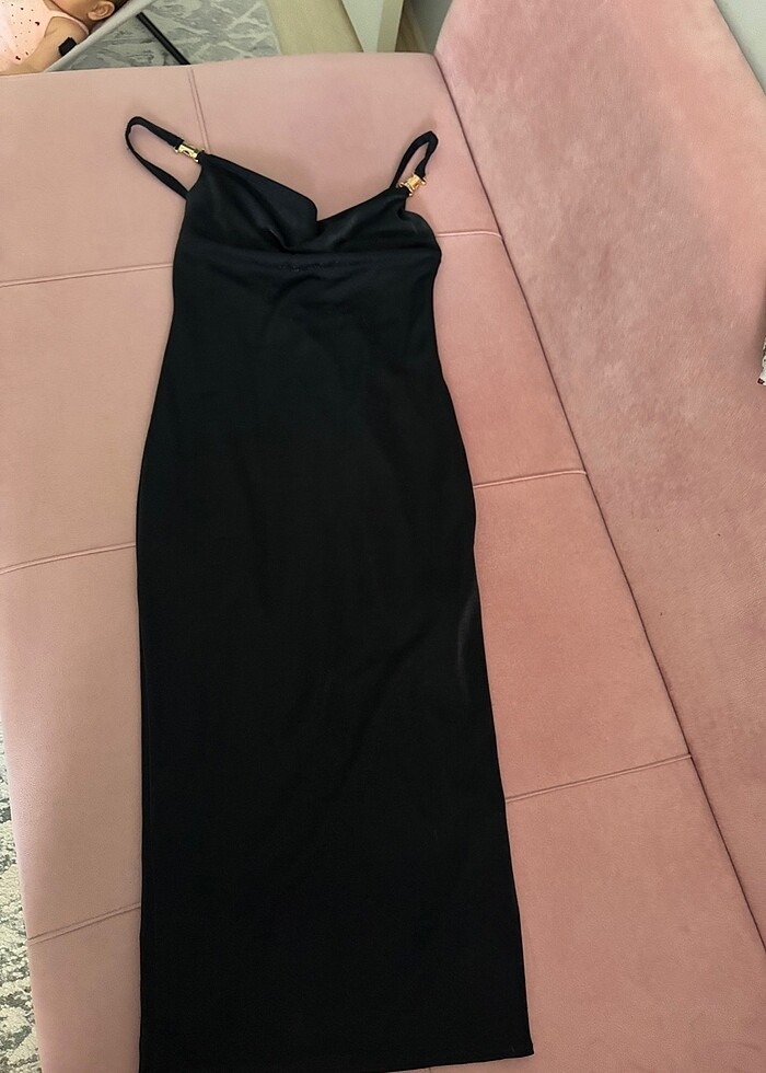 Simli siyah gece elbisesi - Görsel 5