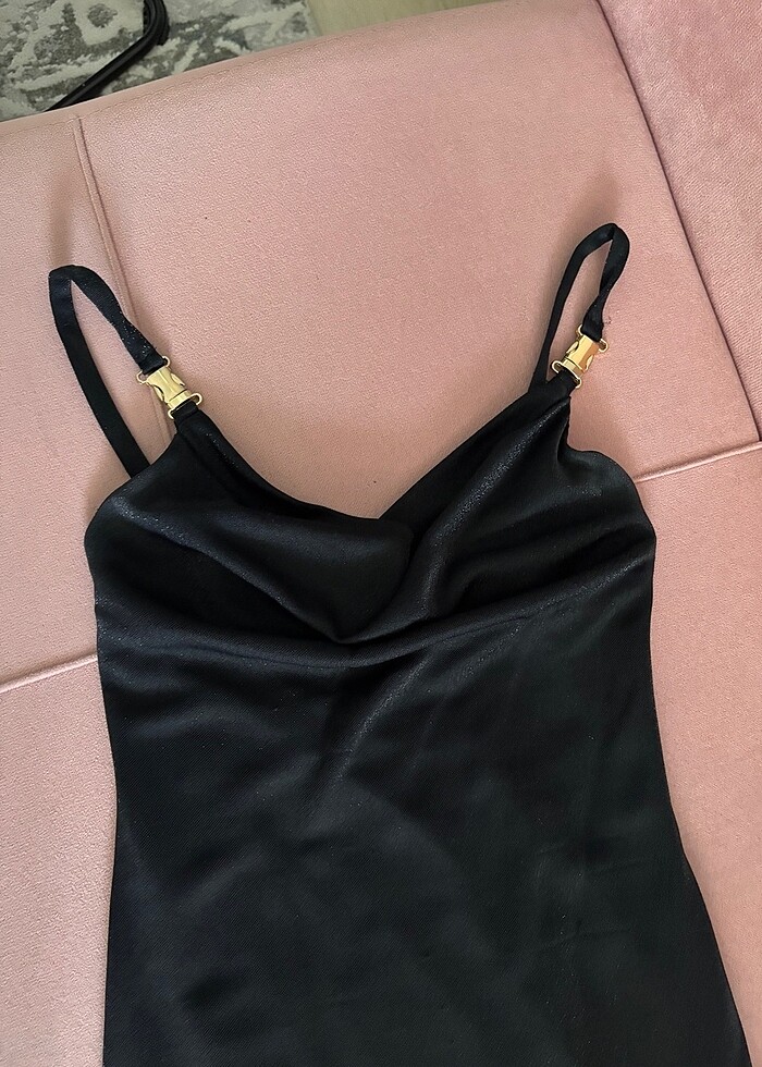 Simli siyah gece elbisesi - Görsel 3